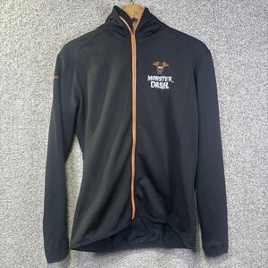 Team Ortho Track Jacket Mens Large Black Hooded Full Zip Monster Dash Running